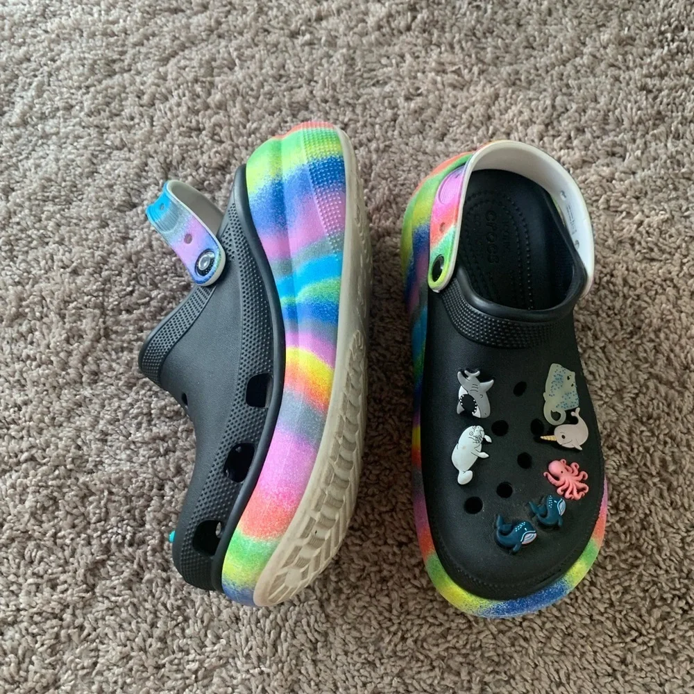 Crocs Multi Spray Dye Platform Clogs Sandals